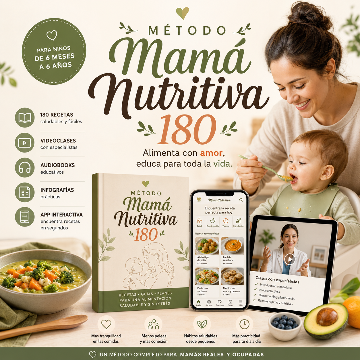 Método Mamá Nutritiva 180 — libro, app y videoclases